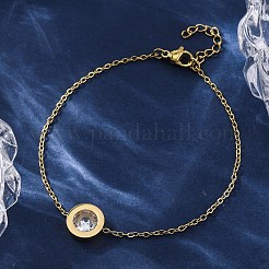 Плоские круглые подвески из нержавеющей стали 304 с кубическим цирконием SJEW-C004-19G