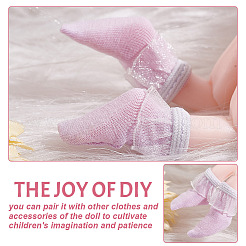 18 пара коротких носков из двухцветной ткани с кружевом для кукол AJEW-GO0001-92