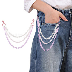 Макарон цвет одноцветный акриловый кабель цепь 3 слоя цепи ремни для брюк&nbsp;HJEW-TAC0118