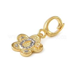 Рождественские подвесные украшения в виде цветов из латуни со стразами KK-H498-01G-05