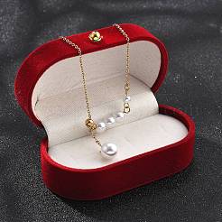 Ионное покрытие (ip) 304 нержавеющая сталь и белый пластик жемчуг круглый кулон лариат ожерелья для женщин NJEW-P320-18G