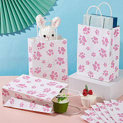 Прямоугольные бумажные пакеты для хранения с рисунком лапы и ручкой ABAG-WH0046-39C