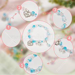 Наборы для изготовления браслетов из стеклянных цветов своими руками&nbsp;DIY-SC0027-62