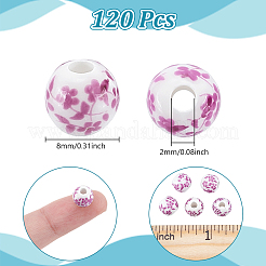 120 шт. фарфоровые бусины ручной работы с принтом&nbsp;PORC-UN0001-05A