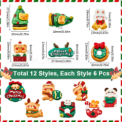 72шт 12 вида стилей Рождественская тема непрозрачные кабошоны из смолы RESI-SC0005-73