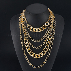 1 шт. алюминиевая кубинская цепочка из нескольких слоев для женщин&nbsp;NJEW-SP0001-10G