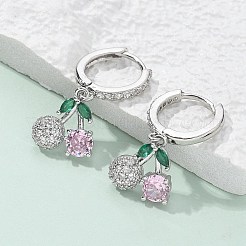 Латунные микро проложить серьги обруча кубического циркония EJEW-R016-15P