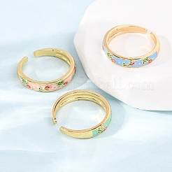 Латунные эмалированные манжеты с открытыми кольцами&nbsp;RJEW-P183-08G-M