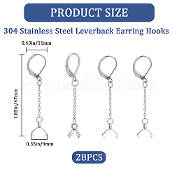 28 шт. фурнитура для сережек из нержавеющей стали 304&nbsp;STAS-CN0001-45