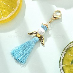 Подвеска-кисточка из стеклянного жемчуга и бисера «миюки» в виде ангела&nbsp;HJEW-MZ00197-02