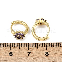 Латунные микро проложить серьги обруча кубического циркония EJEW-S277-07G