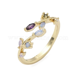 Латунные микро проложить манжеты кольца кубического циркония RJEW-H256-02G