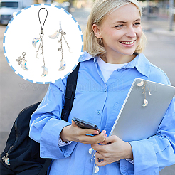 4 шт. стеклянные и латунные мобильные ремешки и мобильные пылезащитные вилки и подвесные комплекты для украшения&nbsp;HJEW-OC00029