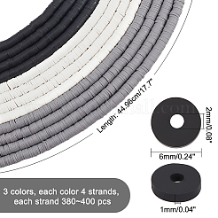 12 нить 3-х цветных плоских круглых бусин из полимерной глины ручной работы CLAY-PH0001-70