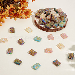 50шт золотистые металлические непрозрачные акриловые бусины с инкрустацией OACR-ME0001-15