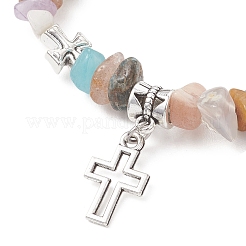 Браслеты из сплава с подвесками в виде креста&nbsp;BJEW-JB13307