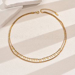 201 геометрическое двухслойное ожерелье из нержавеющей стали в форме ключиц FY0428