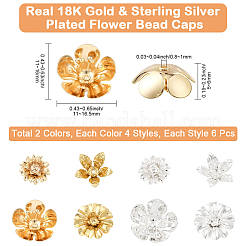 48шт. 8 набора колпачков для бусин в виде цветка из латуни&nbsp;KK-BBC0021-16