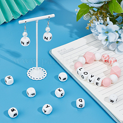 52шт. 26 стиля кубика с буквами силиконовые бусины SIL-SC0001-84