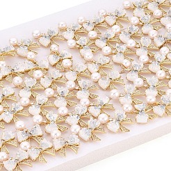 Серьги-гвоздики с бантом из латуни с микропаве из прозрачных кубических цирконий&nbsp;PEAR-N017-07C