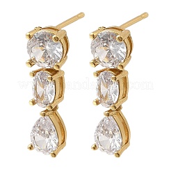 Серьги-гвоздики в форме капли с микропаве из прозрачных кубических цирконий из латуни EJEW-P322-09G