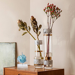 Подставка для хрустального шара из нержавеющей стали с квадратными основаниями из прозрачного акрила&nbsp;AJEW-WH0695-152P-B