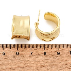 Латунные серьги-гвоздики в форме буквы С EJEW-R025-37G