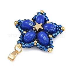 Подвески из стеклянного бисера ручной работы и синтетических окрашенных бусин императорской яшмы&nbsp;PALLOY-MZ00751-02