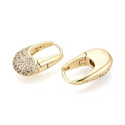 Латунные серьги-кольца с микропаве из прозрачных кубических цирконий EJEW-K267-17G