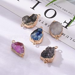 Позолоченные окрашенные соединители из натурального друзового агата с железными выводами&nbsp;G-R275-276