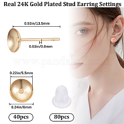 40 шт. фурнитура для сережек-гвоздиков из нержавеющей стали 304 STAS-BBC0004-04