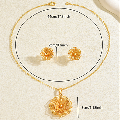 Комплекты из винтажных латунных серег-гвоздиков и ожерелий с подвесками в виде цветов для женщин&nbsp;ZA3749