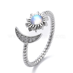 Открытые манжеты из латуни с микропаве и прозрачным цирконием для женщин&nbsp;RJEW-S402-03P