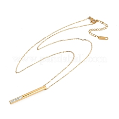 Ионное покрытие (ip) 304 нержавеющая сталь кристалл горный хрусталь колонна кулон кабель цепь ожерелья для женщин NJEW-P320-05G