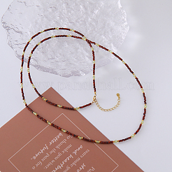 Ожерелья из натуральных красных бусин пикассо в стиле богемы с ограненными бусинами рондель и пренитом AN5504