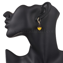 Серьги из стеклянных бусин ручной работы с застежкой-молнией EJEW-MZ00572-01