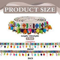 2 ярд винтажной жаккардовой полиэстеровой ленты с ромбовидным узором&nbsp;OCOR-PH0007-12B