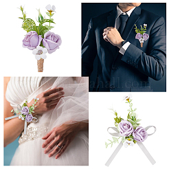 4шт. 2-х видов искусственных подсолнухов на запястье и брошь AJEW-HY0001-34B