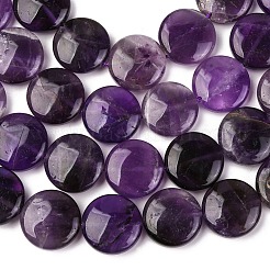 Природный аметист плоские круглые бусинки пряди G-L246-23