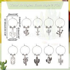 Подвески для бокалов из сплава кактуса в тибетском стиле AJEW-AB00118