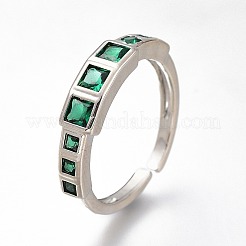 Латунные микро проложить манжеты кольца кубического циркония&nbsp;RJEW-N031-10