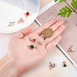 9 шт. 3 стиля 3 цвета латунные стеклянные подвески со стразами&nbsp;GLAA-SC0001-38LG