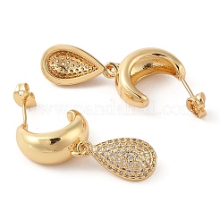 Серьги-гвоздики из латуни с микро-паве&nbsp;EJEW-G394-15G