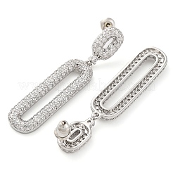 Латунь микро проложить кубический цирконий болтающиеся серьги стержня EJEW-H014-17P-07