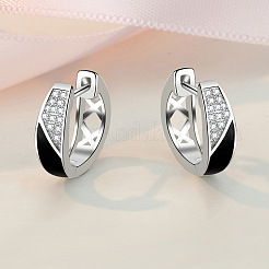 Латунные серьги-кольца с микропаве из прозрачного кубического циркония&nbsp;FS-WG71BC0-01