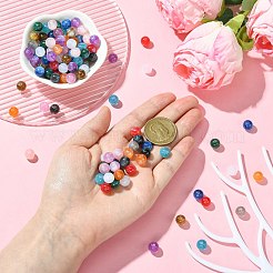 120шт 12 цвета круглые бусины из смолы с имитацией кошачьего глаза RESI-CJ0004-65