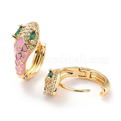 Серьги-кольца со змеей из кубического циркония EJEW-C009-01G