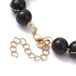 Браслет из стеклянных бусин круглой формы с застежками из сплава&nbsp;BJEW-JB10125