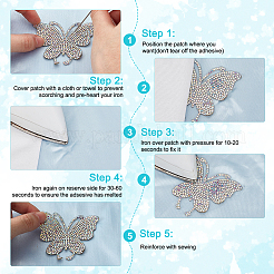 7 шт. бабочка со стразами для горячей фиксации&nbsp;DIY-DR0002-04B