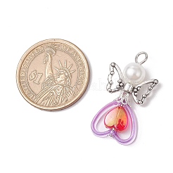 Прозрачные акриловые рамки для бусин с бусинами из сплава в тибетском стиле и круглыми бусинами и подвесками из АБС-пластика с имитацией жемчуга PALLOY-JF03725-01